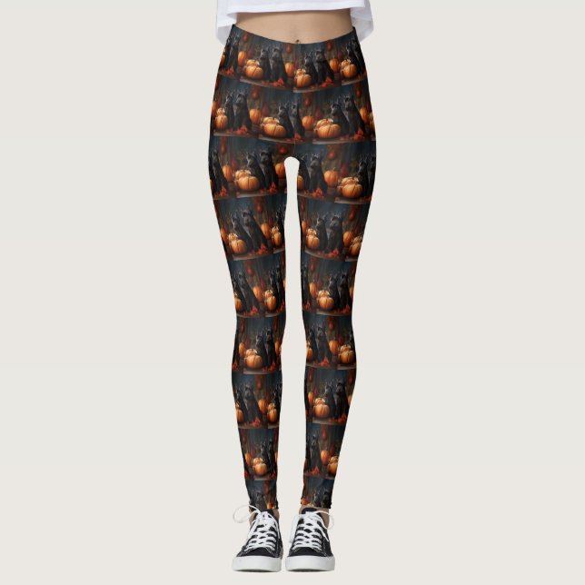 Scottish Terrier Puppy Autumn Delight Pumpkin Leggings (Framsida)