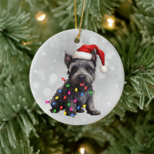 Scottish Terrier Puppy jul Ljus Julgransprydnad Keramik