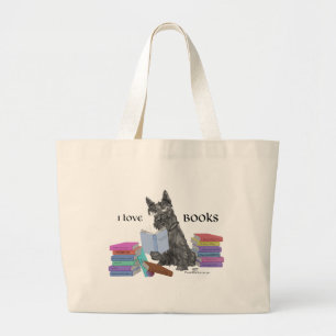 Scottish Terrier Reading Bokar Jumbo Tygkasse