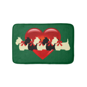 Scottish Terrier/red eart/Kelly/Irish grönt Badrumsmatta