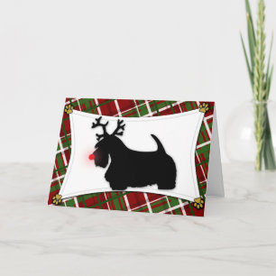 Scottish Terrier Reindeer julkort Helgkort