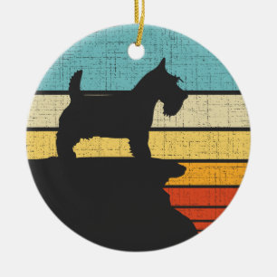 Scottish Terrier Retro Vintage Scottie Hund Puppy Julgransprydnad Keramik
