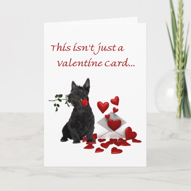 Scottish Terrier Ro och Hearts Valentine Helgkort (Framsida)