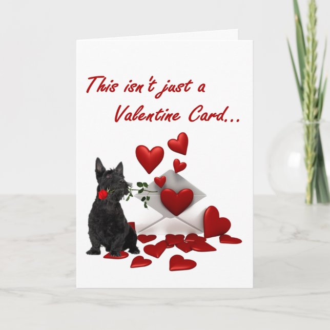 Scottish Terrier Ro och Hearts Valentine Helgkort (Framsida)