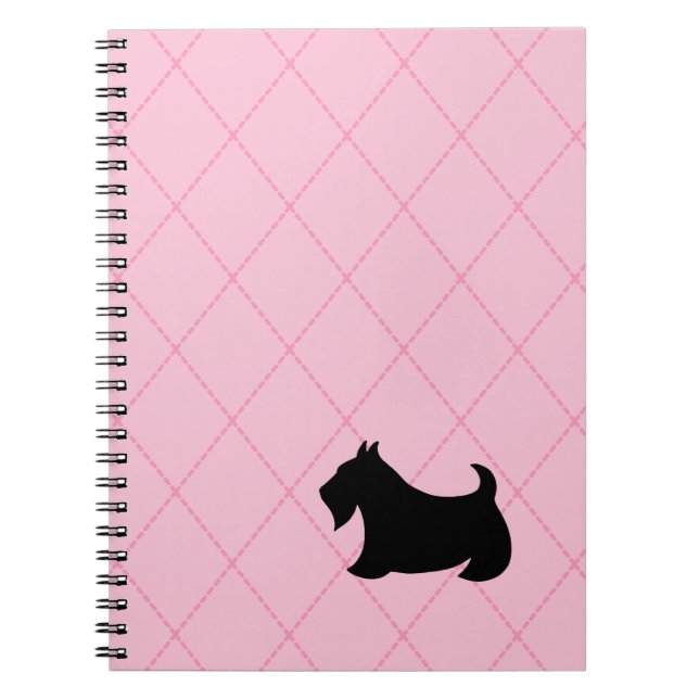 Scottish Terrier Rosa Notebook Anteckningsbok Med Spiral (Framsidan)