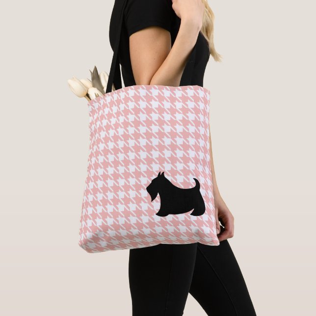 Scottish Terrier Rosa Tote Bag Tygkasse (Närbild)