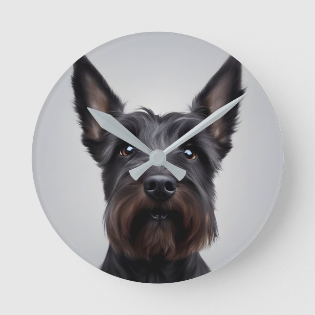 Scottish Terrier Rund Klocka (Framsida)
