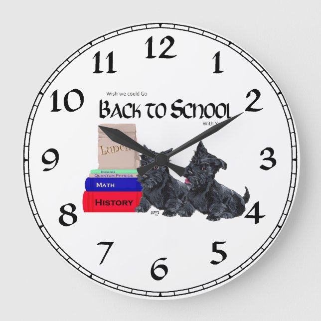 Scottish Terrier School Clock Stor Klocka (Framsida)