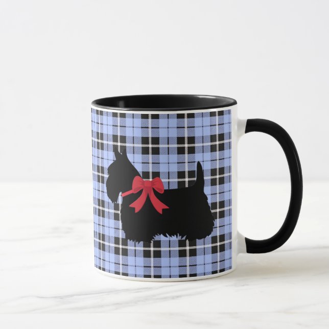 Scottish Terrier, Scotland hund, Baby blue plaid Mugg (Höger)