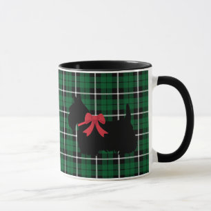 Scottish Terrier, Scotland hund, Kelly grönt plaid Mugg