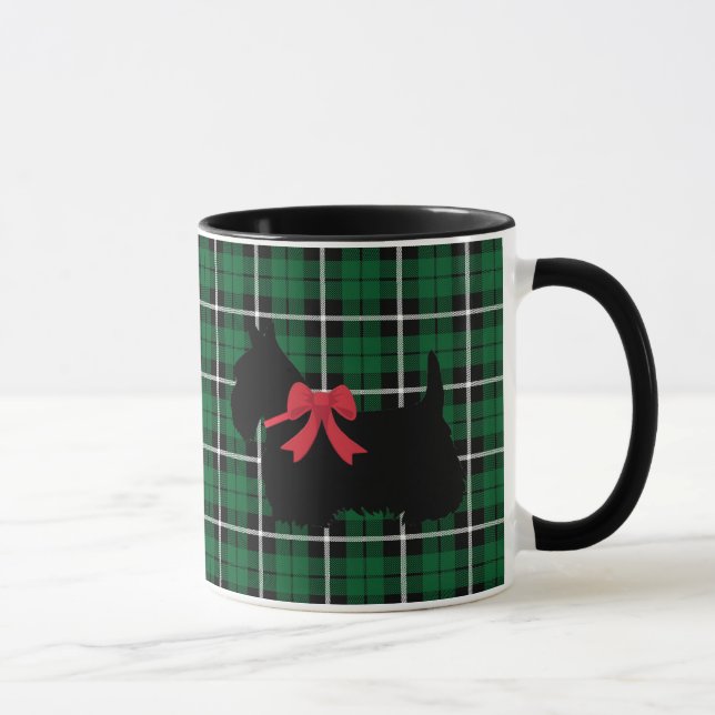 Scottish Terrier, Scotland hund, Kelly grönt plaid Mugg (Höger)