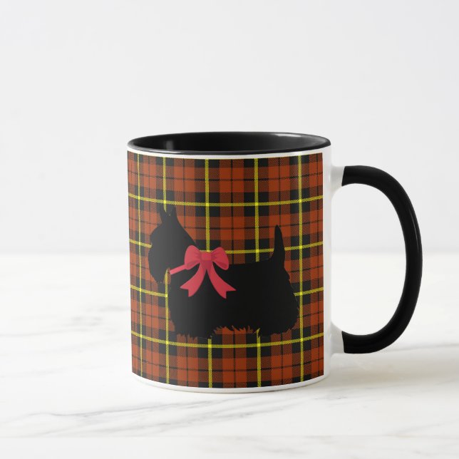 Scottish Terrier, Scotland hund, orange plaid Mugg (Höger)