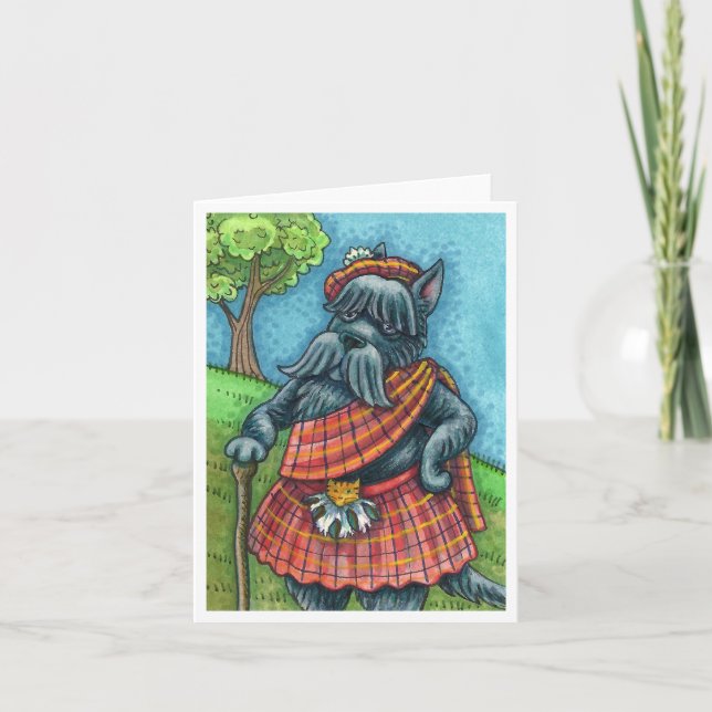 SCOTTISH TERRIER, SCOTTIE HUND Kilt Sporran Blank Kort (Framsida)