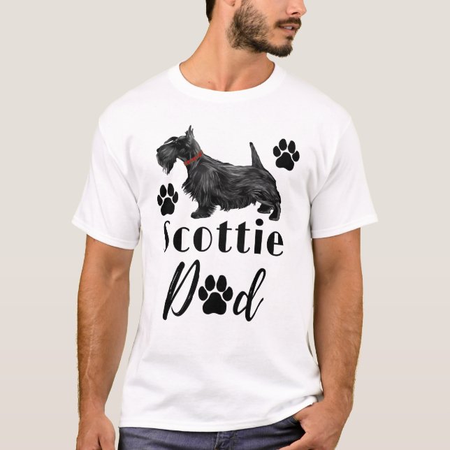 Scottish Terrier Scottie Hund Pappa T Shirt (Framsida)