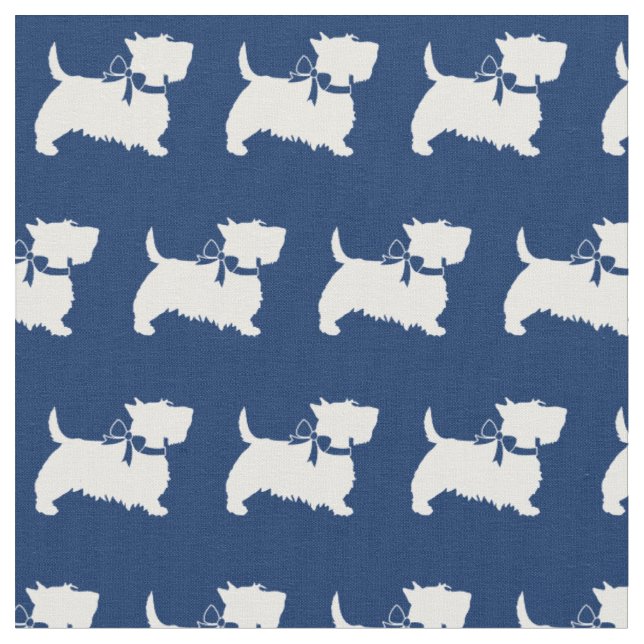 Scottish Terrier Scottie Hund Scotty Navy Blue Tyg (Närbild)