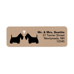 Scottish Terrier Scottie Hundar med Heart Adress Returadress Etikett