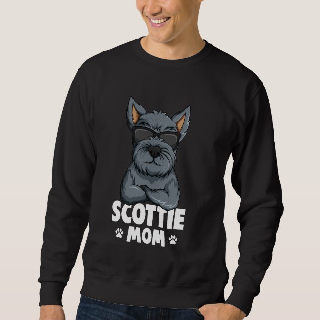 Scottish Terrier Scottie Mamma Hund Lång Ärmad Tröja (Framsida)