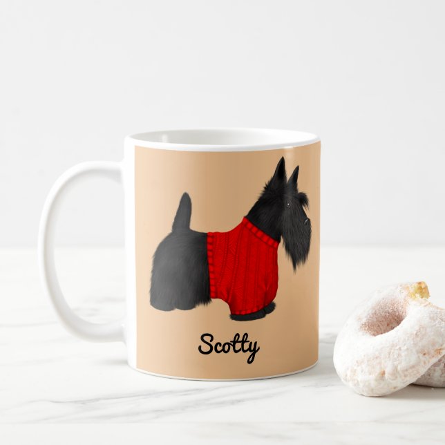 Scottish Terrier (Scotty Hund) i Red Sweater Kaffemugg (Med munk)