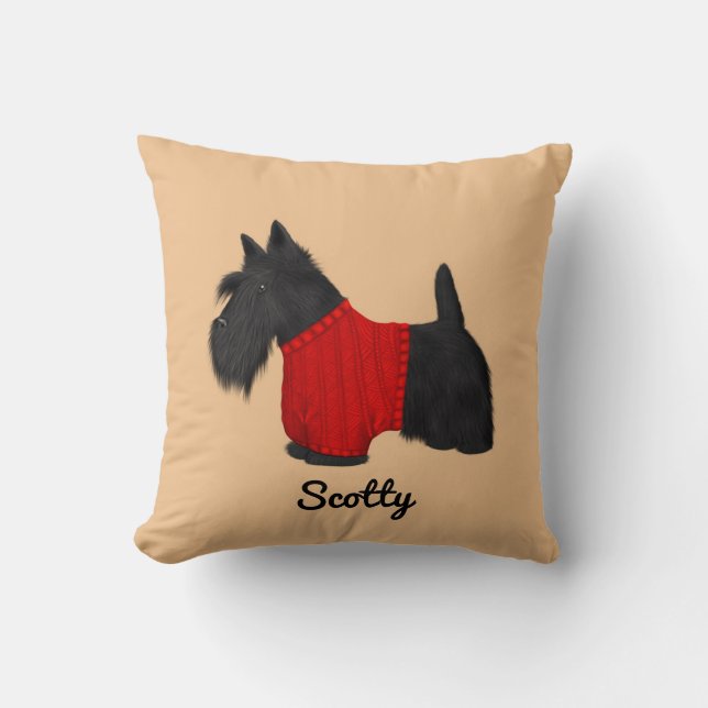 Scottish Terrier (Scotty Hund) i Red Sweater Kudde (Framsida)