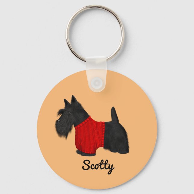 Scottish Terrier (Scotty Hund) i Sweater Nyckelring (Framsida)