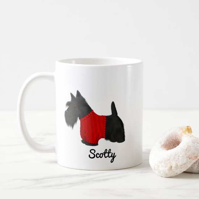 Scottish Terrier (Scotty Hund) i Sweater on White Kaffemugg (Med munk)