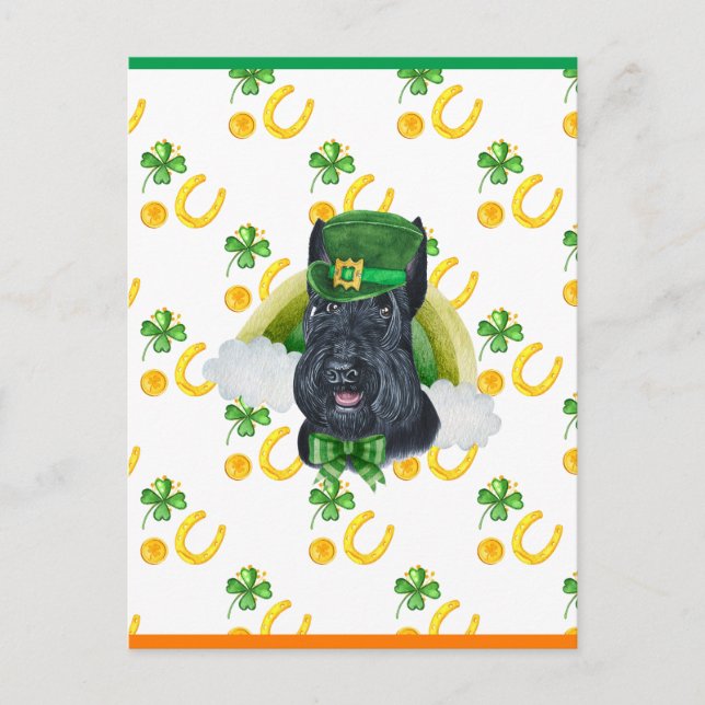Scottish Terrier Shamrock St. Patricks Day Helg Vykort (Framsida)