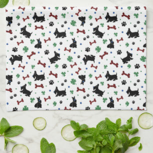 Scottish Terrier Shamrocks Roligt Hund design Kökshandduk