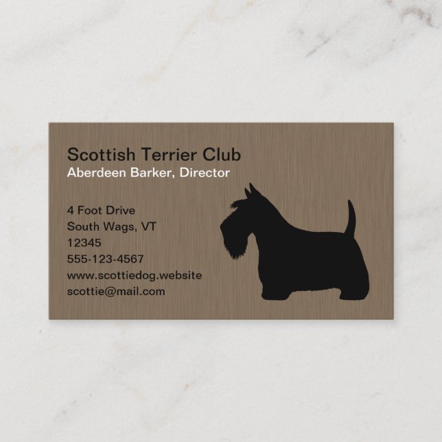 Scottish Terrier Silhouette | Black Scottie Hund Visitkort (Framsida)