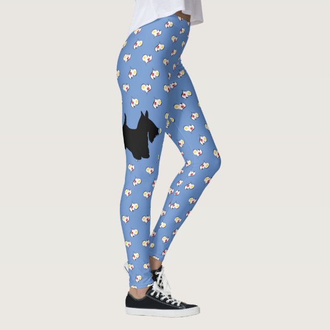 Scottish Terrier Silhouette Hearts Leggings (Höger)