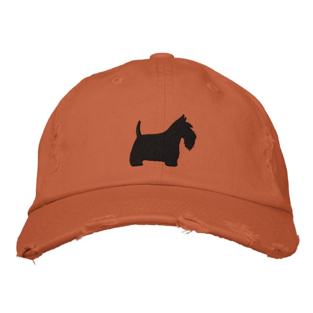 Scottish Terrier Silhouette med text Broderad Keps (Framsida)