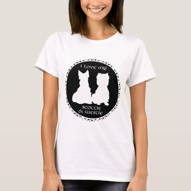 Scottish Terrier Silhouette T Shirt (Framsida)