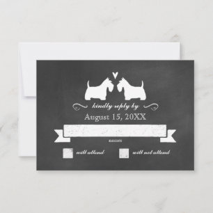 Scottish Terrier Silhouettes Bröllop OSA Reply Kort