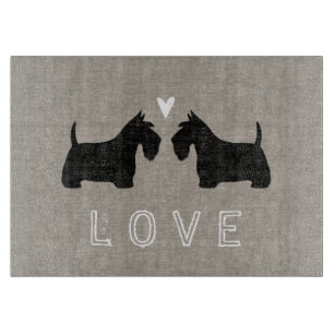 Scottish Terrier Silhouettes med Heart och Kärlek