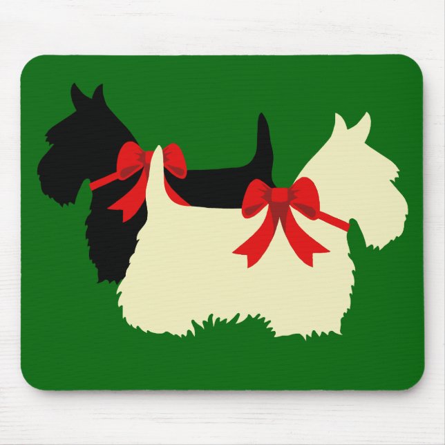 Scottish Terrier/skräckers silhouette, Island grön Musmatta (Framsidan)