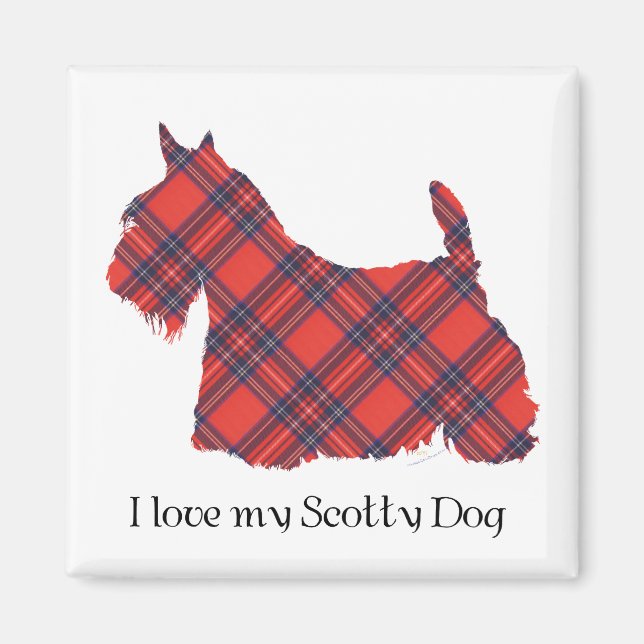 Scottish Terrier Stewart Tartan Magnet (Framsidan)