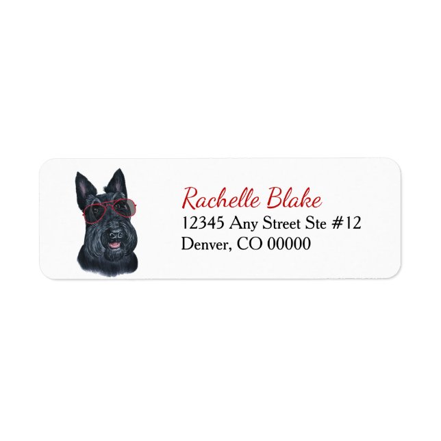 Scottish Terrier Sunglasses Returadress Returadress Etikett (Framsidan)