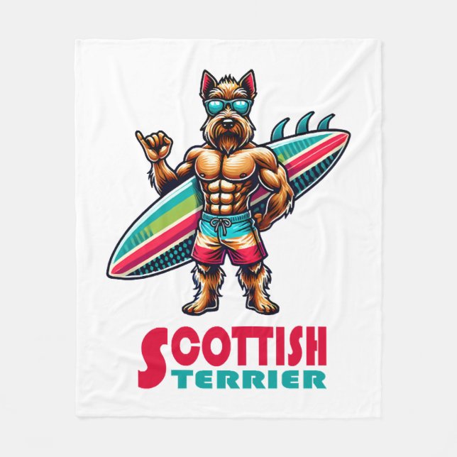 Scottish Terrier Surfer Fleecefilt (Framsidan)