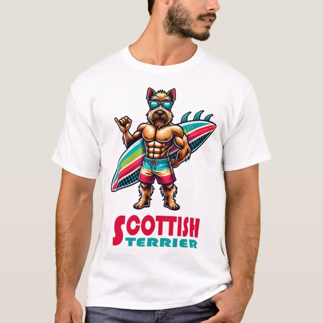 Scottish Terrier Surfer T Shirt (Framsida)