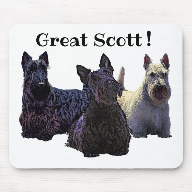 Scottish Terrier, svart/vit trio, Underbar Scott! Musmatta (Framsidan)