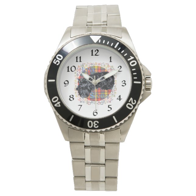Scottish Terrier Tartan Armbandsur (Framsida)
