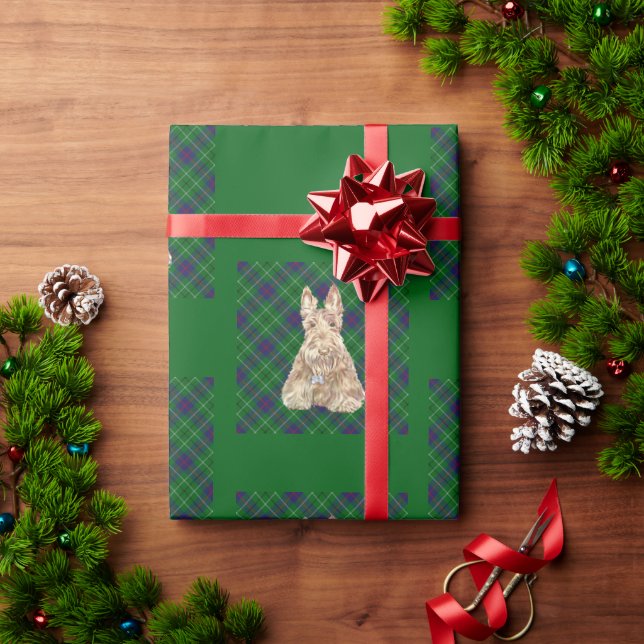 Scottish Terrier Tartan Presentpapper (Julgåva)