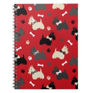 Scottish Terrier Tass och Bones Red Anteckningsbok