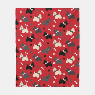 Scottish Terrier Tass och Bones Red Fleecefilt