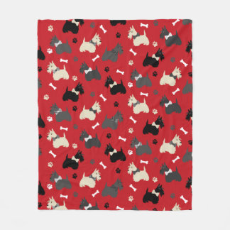 Scottish Terrier Tass och Bones Red Fleecefilt