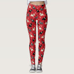 Scottish Terrier Tass och Bones Red Leggings<br><div class="desc">Cute Black,  grått och väve Scottie hundar med ben,  tassavtryck och hund med röd bakgrund.</div>