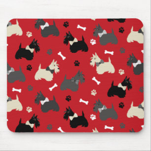 Scottish Terrier Tass och Bones Red Musmatta
