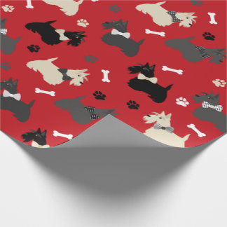 Scottish Terrier Tass och Bones Red Presentpapper