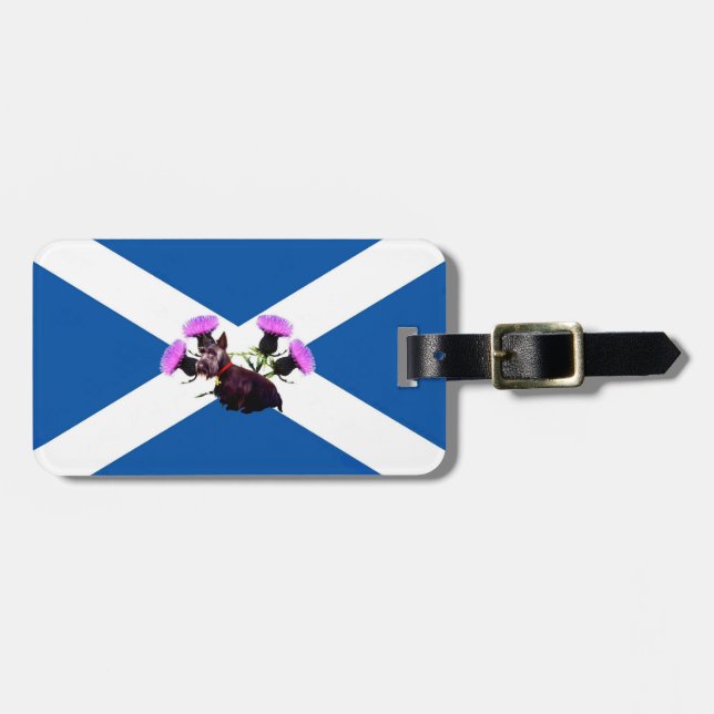Scottish Terrier thistle /Saint Andrew's flagga Bagagebricka (Horisontell Framsida)