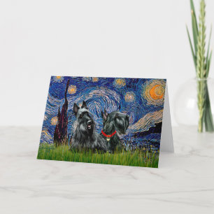 Scottish Terrier (två blk) - Starry Night Kort