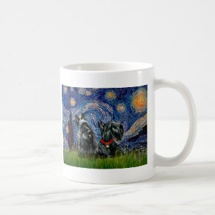 Scottish Terrier (två svarta) - Starry Natt Kaffemugg